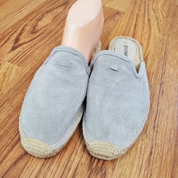 Soludos Blue/gray Suede Leather Slides Clogs espadrilles 7.5/38 - Picture 3 of 6